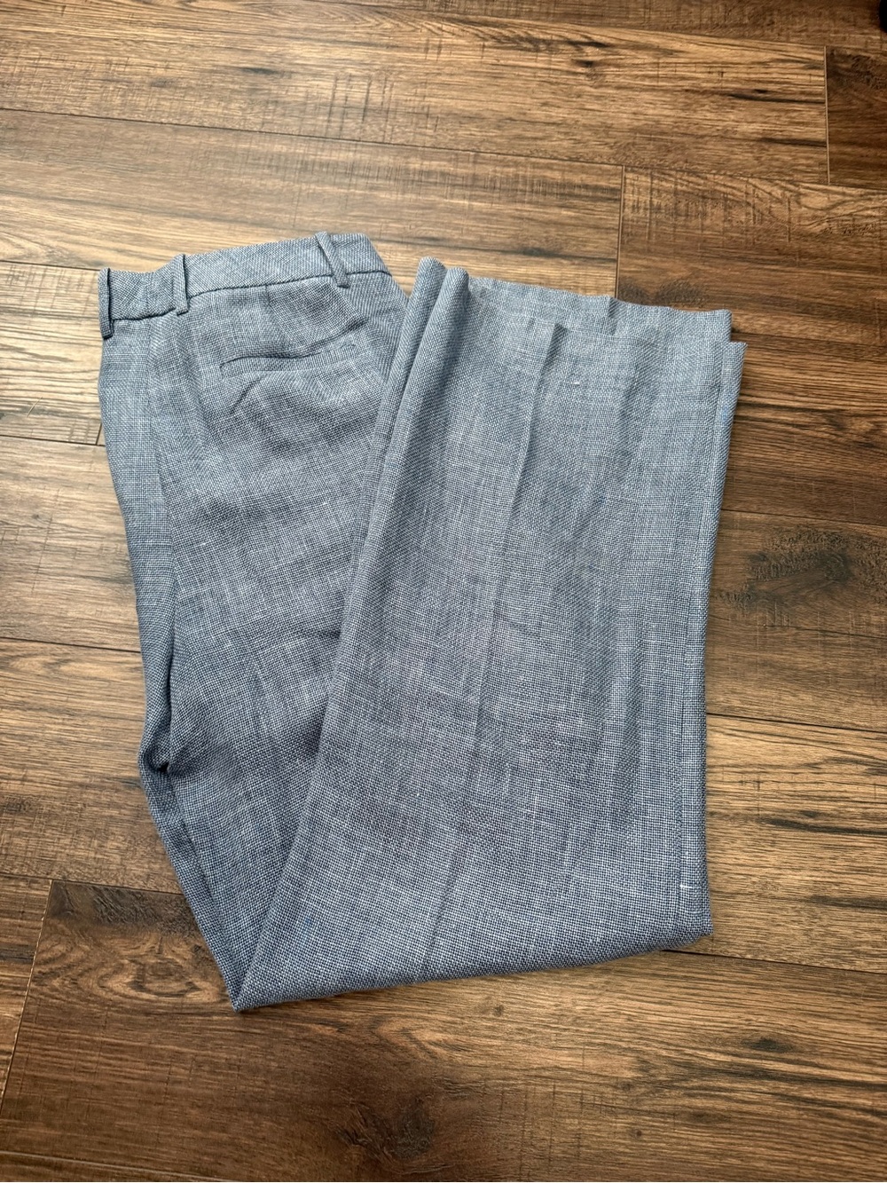 Lafayette 148 Heather Blue Wide Leg Dress Pants